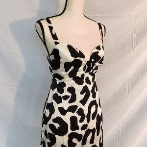 silk black and white cheetah print formal maxi dress
